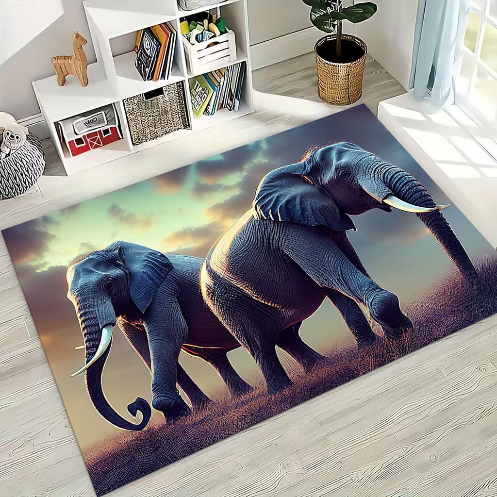 27 Stil Weisheit Elefant Cartoon Teppich für Schlafzimmer Wohnzimmer Sofa Zuhause Fußmatte Dekor,Große Kinder Spiel Anti-Rutsch Bodenmatte Geschenk