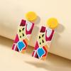 Retro Flower Temperament Kontrast Kolor Kwadratowe Kolczyki Akrylowe Proste Cukierkowe Kolczyki Wiszące Piercing Oreja