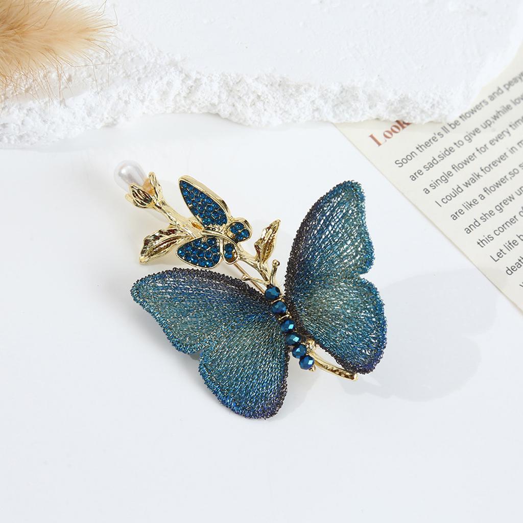 Butterfly Brooch With Intricate Embroidery And Simulated Pearls Scarf Clothes Decoration For Women Fashion Accessory