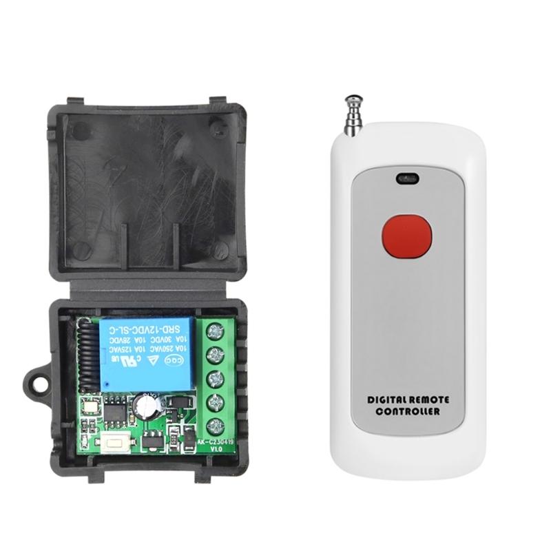 

433МГц/315МГц DC12В 1-канальный универсальный беспроводной переключатель дистанционного управления, модуль приемника и передатчик для светодиодных лент 1 чёрный