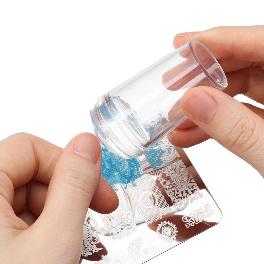 Heads French Tip Nagelstempel Klarer Silikon Nagelstempel Nagelstempelset Jelly Stempel für Nagel