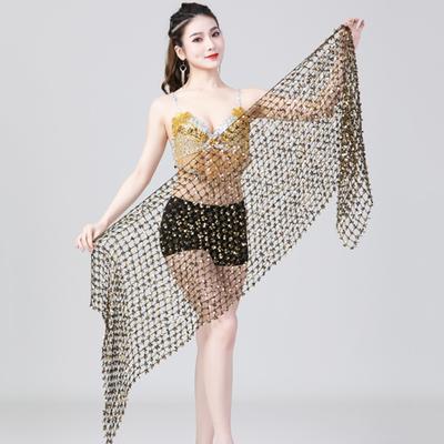 Yousheng Belly Dance Hip Scarf Sequin Woven Wrap Skirt Hollow Out Mini Skirt Waistband Oriental Indian Dancer Sash Performance Carnival Costume