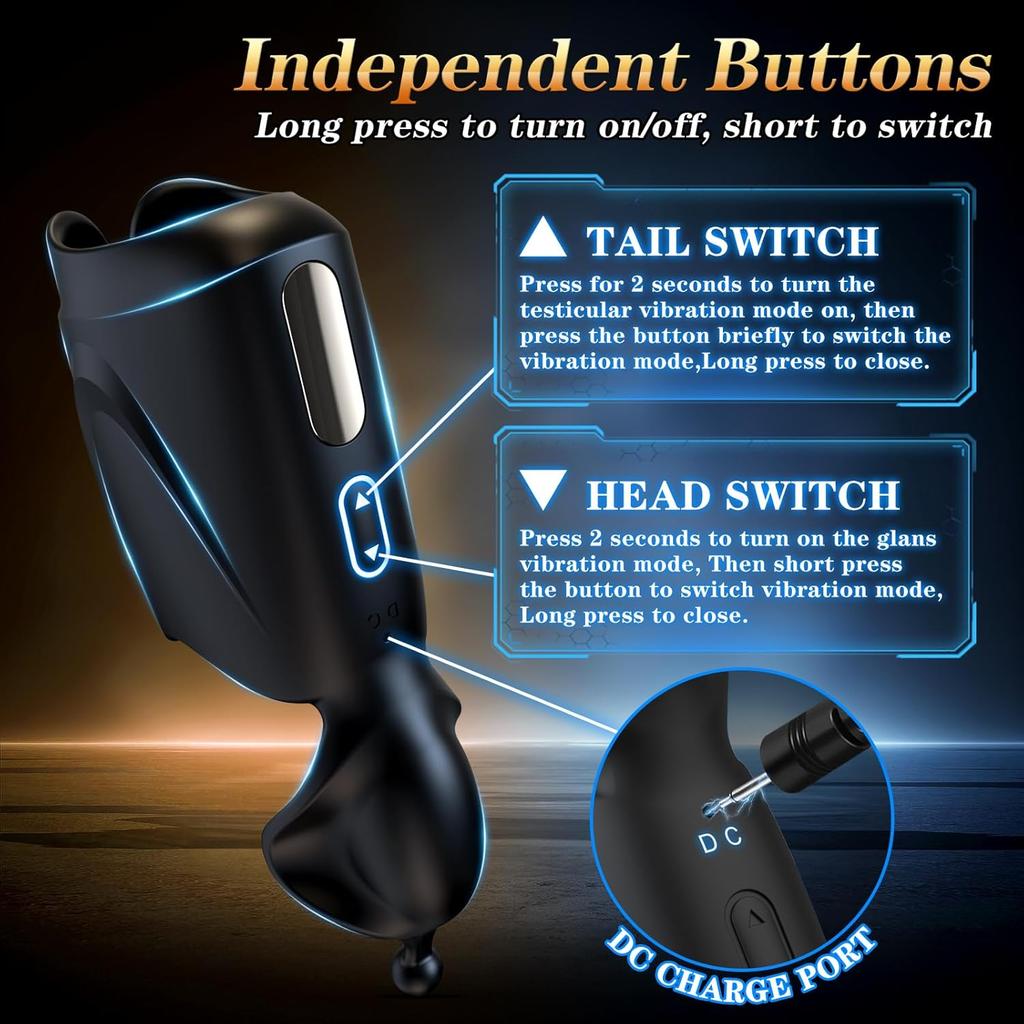 Automatischer männlicher Masturbator, 10 Muster, Dual-Action-Penis-Trainingsvibrator, Vibrator, Eichelstimulator, Trainingsvibrator, Sexspielzeug für Männer