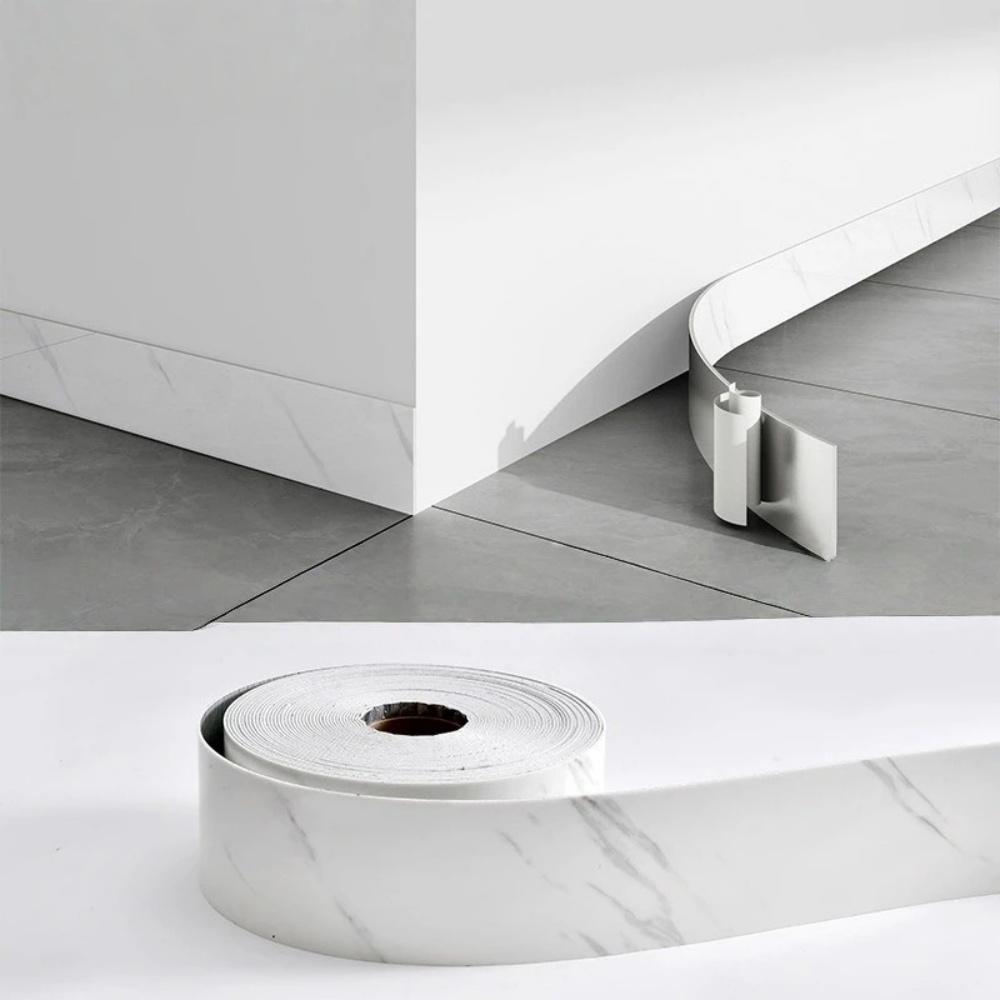 

1pc 10cm X 5m PVC Self-Adhesive Marble Baseboard Sticker - Waterproof Skirting Board Protector for Corner Window Sill Home 5mX10cm