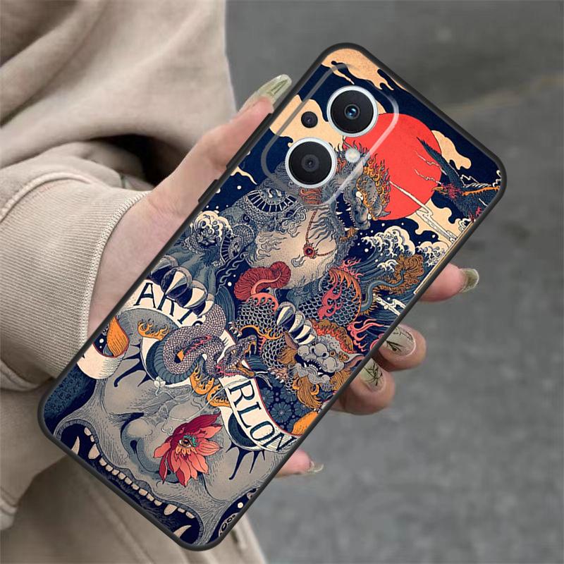 Japanese Style Art Japan Case For OPPO Reno 14F 13F 12F 11F 10 12 13 14 Pro 7 8 Lite OPPO Find X5 X6 X8 X9 Pro Cover