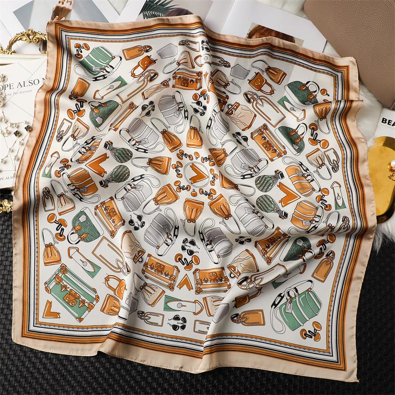 New Print 70*70cm Silk Square Scarf Women Neckerchief Female Headband Foulard Bag Ribbon Hairband Lady Hijab Bandana Scarfs