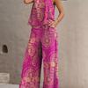 New Women's Sleeveless Vest And Trousers Two Piece Set Fashion Solid Color Two Piece Round Neck Top Pants Suit Casual Set