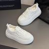 Neue 2025 Herbst Leder Mode dicksohlige Schnür-Freizeitschuhe Damen kleine höhenverstärkende Board-Schuhe Damen weiße Schuhe