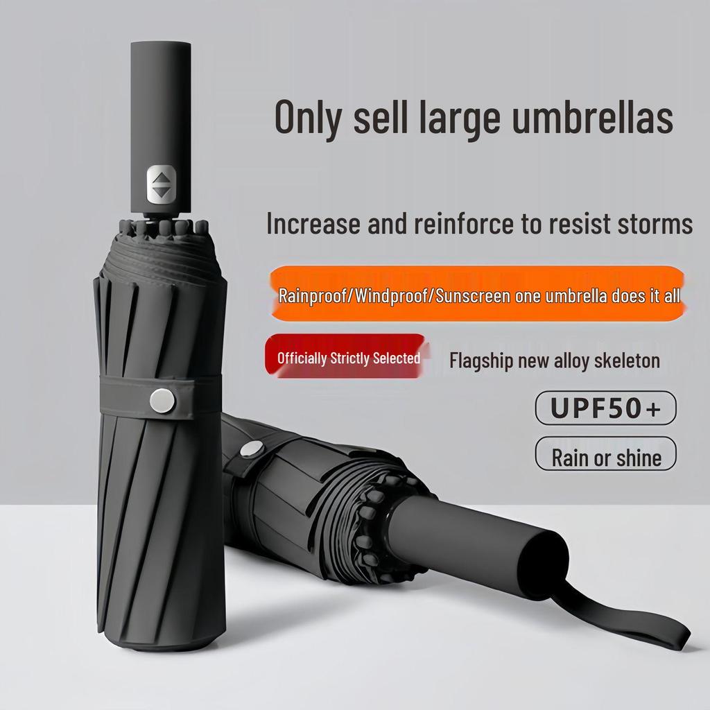 480-Bone Windproof Storm Umbrella: Large, Reinforced Folding Umbrella for Men & Women, Dual-use for Sun and Rain