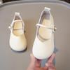 Kinder-Lederschuhe mit weicher Sohle - Britischer Stil, Frühling/Herbst, für Mädchen mit magischen Klettverschlüssen.