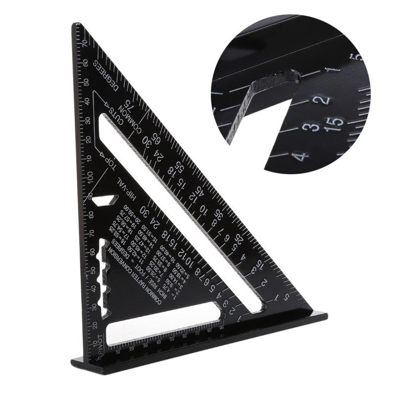 12 Inch Metric Aluminum Alloy Triangle, Protractor with Ruler and Angle, Woodworking Measuring Tool