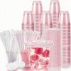 100 Pack 16 oz Plastic Cups, Disposable Iced Coffee Cups with Lids and Straws,  Smoothies Milkshakes Juice, Sturdy Crystal Clear, Home Office Party