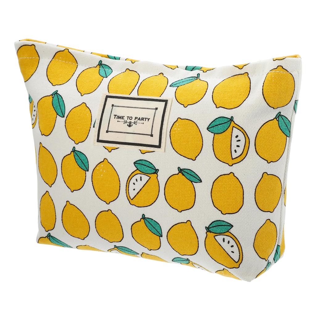 VOCOSTE Canvas Cosmetic Large Capacity Makeup Pouch for Coin and Yellow Pouch, Women, Purse, Foundation, Lipstick, Brushes,