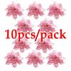 Artificial Christmas Tree Flower, Glitter Decorações, Natal Ornamentos, Presente De Ano Novo, 10pcs
