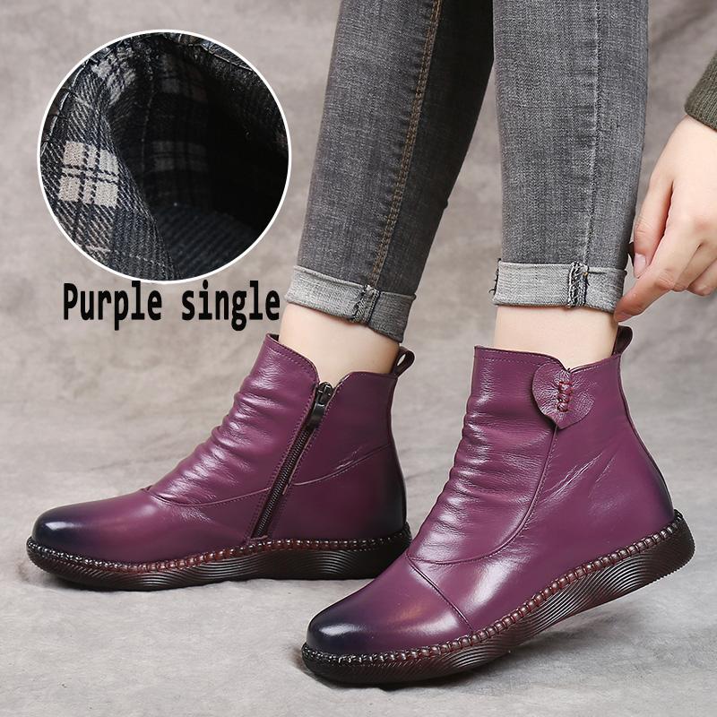 Fashion GKTINOO Autumn Winter Woman Genuine Leather Ankle Boots Female Casual Shoes Women Waterproof Warm Snow Boots Ladies Shoes