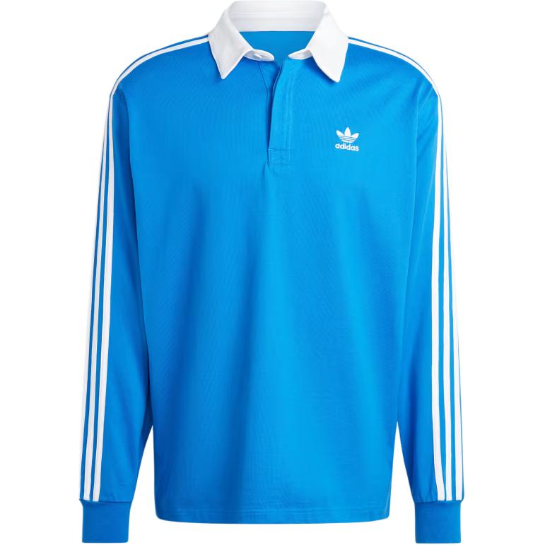 Adidas Originals Adicolor Embroidered Logo Striped Comfortable Long Sleeve Polo Shirt Men Tops Blue IZ2463