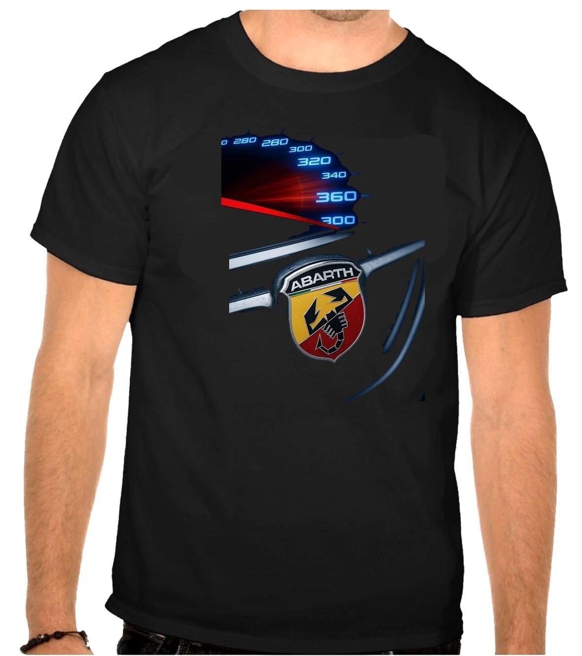 Abarth Fiat Speedometer Car Logo Black T-Shirt -1328- XL