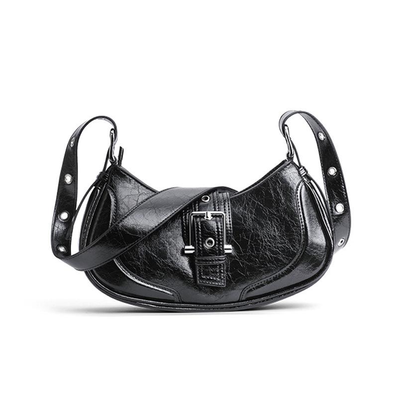 Women's PU Leather Shoulder Bag Armpit Bags Monochromatic Top Handle