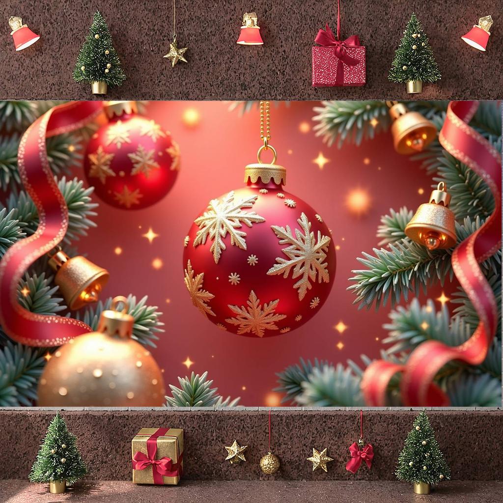 Xmas Banner Red Background Christmas Banner Red Gold Banner Red Gold Theme For Christmas Party Holiday Party Home Decor