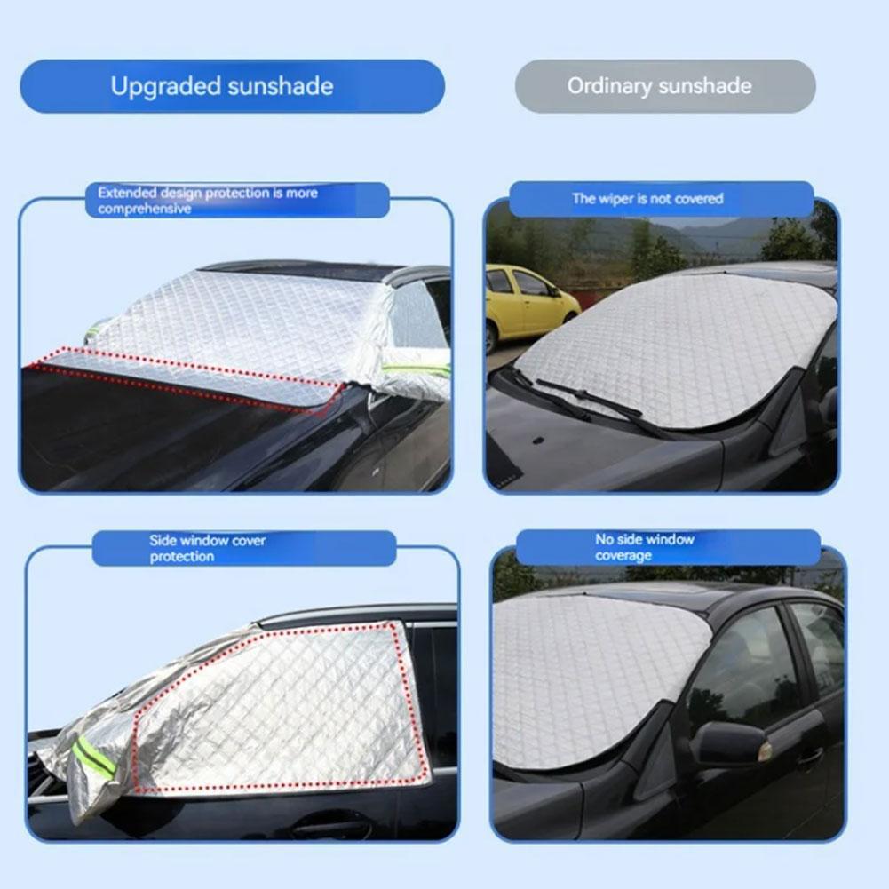 Car Snow Cover Extra Large Windshield Side Window Protector Covers For Snow Ice Sun Shade Dust Frost Freezing Sedan Use A4J6