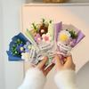 Crochet Flower Bouquet Handmade Knitted Mini Artificial Bouquet Fake Puff Flower Gift for Mother Wife On Birthday Anniversary