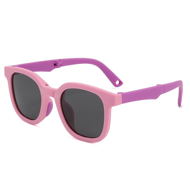 Foldable Kids Sunglasses For Boys Girls UV Protection Soft Silicone Frame Sun Glasses 23077
