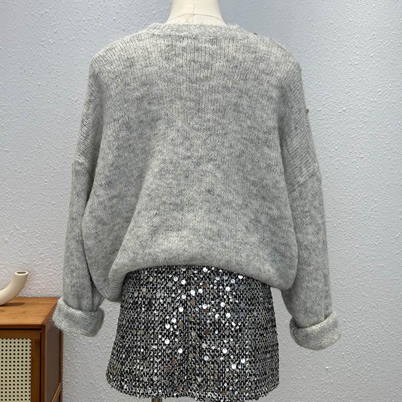 Sweater for Women Autumn Winter Thickened  Warm Knitted Stretchy Long Sleeve Oversize Tops