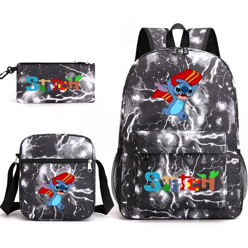 Interstellar Baby Stitch Three-Piece School Bag Cartoon Peripheral Printed Polyester Backpack Student School Bag Leisure Bag