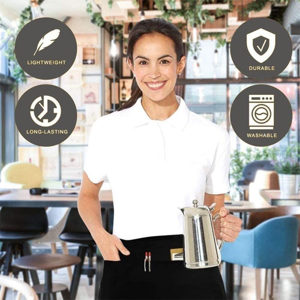 Unisex Waist Apron 3 Pockets Waiter Half Waist Apron New Short Half Waist Apron Restaurant Waiters
