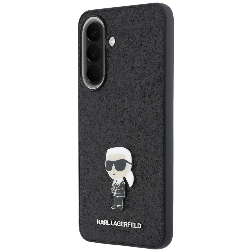 Karl Lagerfeld Fixed Glitter Ikonik Logo Metal Pin Case for Samsung Galaxy A57 5G Black
