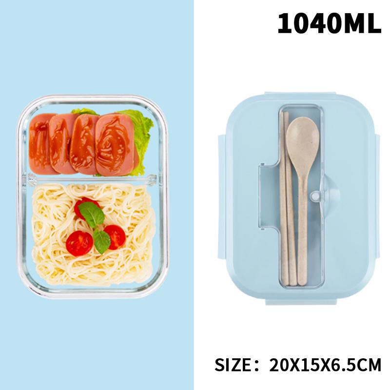 3/2/1-Compartment Heat-Resistant Glass Lunch Box With Cutlery Spill-Proof Office Airtight Lunch Box Bento Box Microwaveable