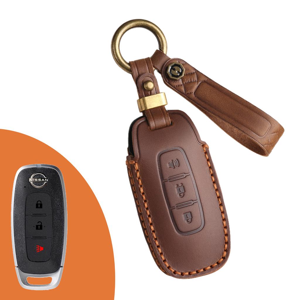 Gäller 2024 nya Nissan Teana nyckelfodral Dongfeng Nissan bilnyckelpåse första lagret kohud nyckelring