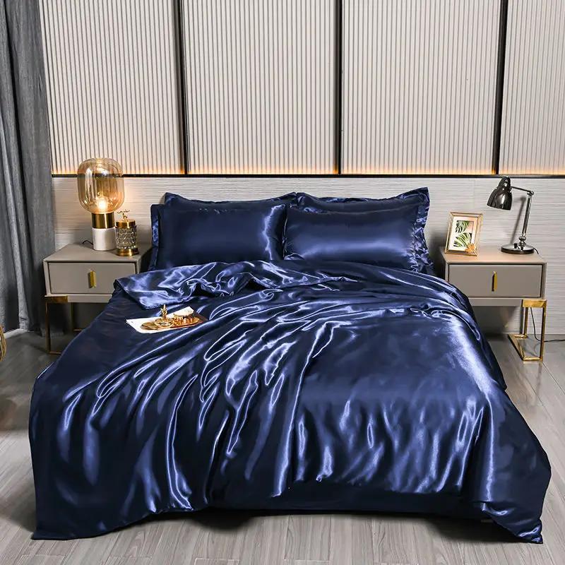 Luxus 100% Seidenbettwäsche-Set mit Bettbezug-Set Doppel- King- Queen-Size Bettwäschebezug-Set 4-teilig Bettdecke Bettwäsche-Sets