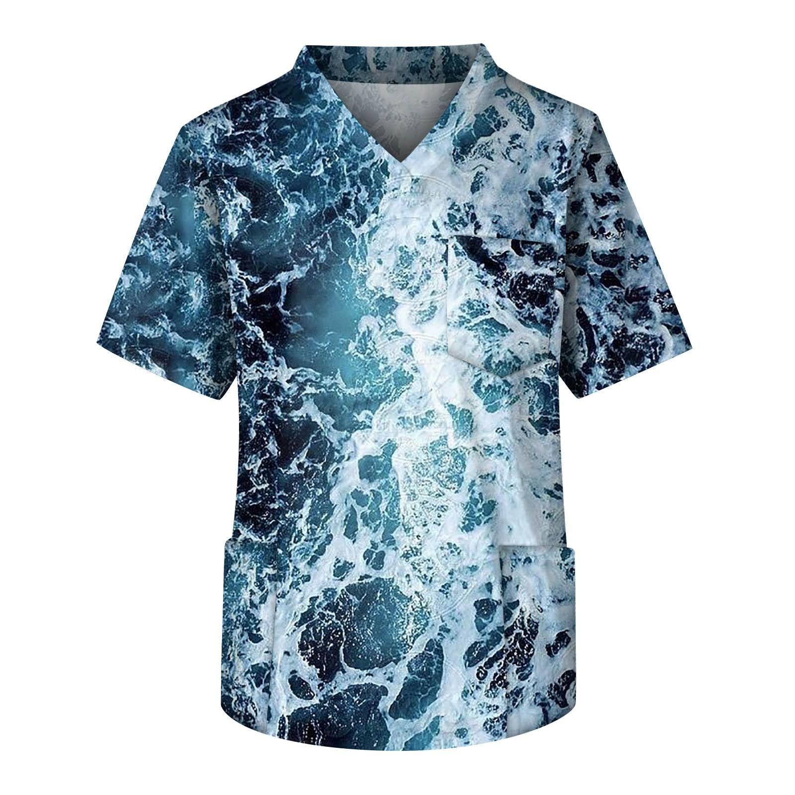 

Мужские топы с короткими рукавами и v-образным вырезом с принтом, рабочая блузка с карманами XXXXXL