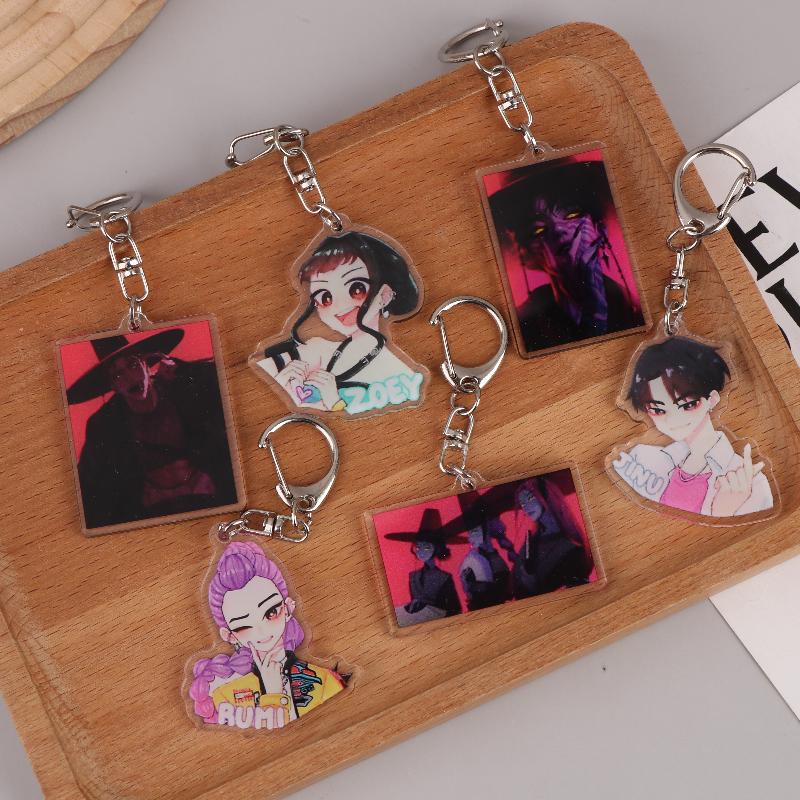 Kpop Demon Hunters Huntrix Saja Boys Keychains For Accessories Jewelry Rumi Zoey Jinu Mira Sold My Soul Keyrings Fans Gifts