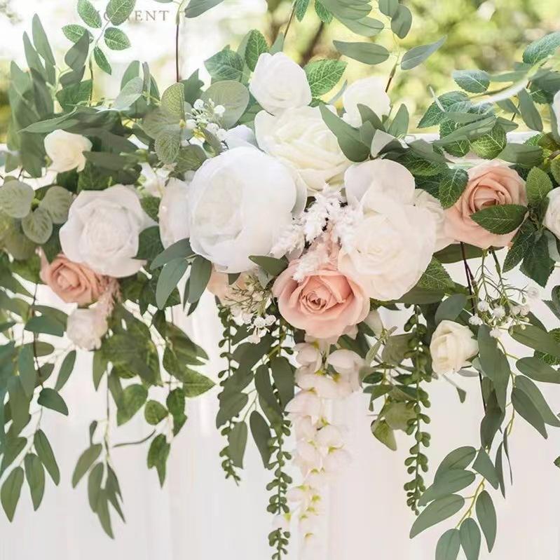 The Same Eucalyptus Leaf Rose Vine Simulation Flower Rose Eucalyptus Leaf Vine Wedding Three-Piece Wreath