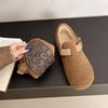 Winter retro belt buckle fluffy shoes women's velvet warm cotton shoes flat casual lazy shoes