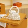 Exquisite Foreign Style Handmade Imitation Pearl Weave Beaded Women's Small Square Bag New Cute One-shoulder Crossbody Bag