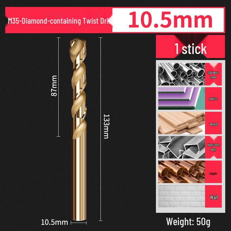 Cobalt-Enhanced Extended Length Twist Drill Bit Set - Super Hard Stainless Steel Alloy, 4.2mm.
