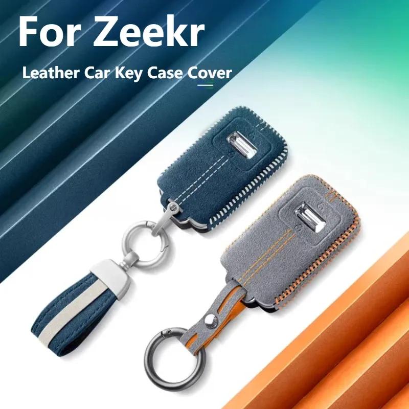 Leather Car Key Case Cover For Zeekr 9X 001 Key Fob Cover Protective Shell Key Buckle Interior Decoration Accessories