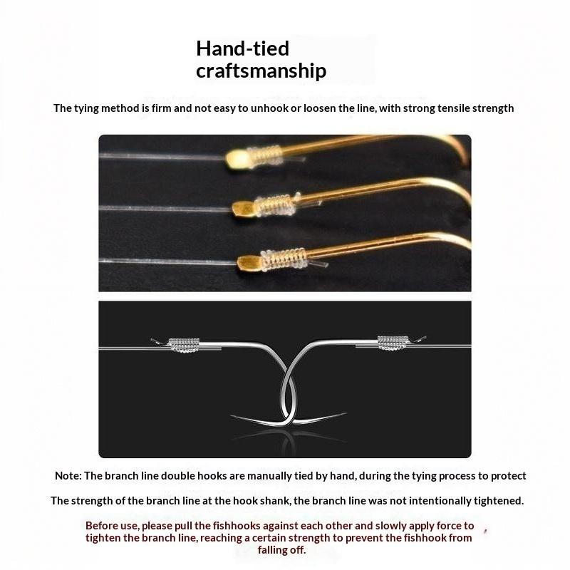 10Pc/Set Double Hooks Fishing With Line High Strength Carp Tackle Fishing Accessories Kit Thread Swivels With Hooks