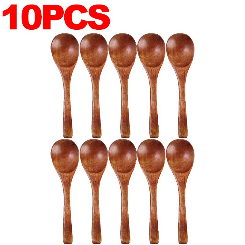 1/20x Reusable Wooden Spoons for Dinner Coffee Milk Dessert Home Kitchen Spice Condiment Salt Sugar Spoon Tableware Accessories