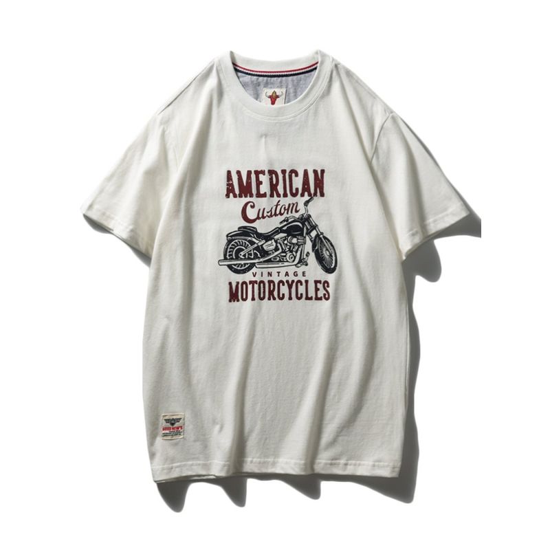 Export Export to Domestic Sales All Cotton Short Sleeve T-shirt Male Trendy Summer American Retro Pure Cotton Base White T-shirt
