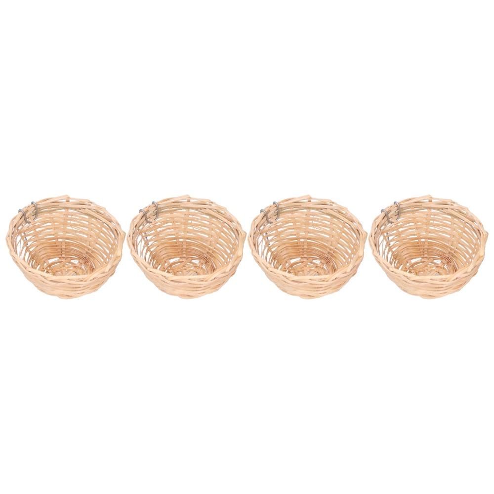 4Pcs Hook Design Bamboo Bird Nest Hand Woven Weaving Bird House Bird Nest With Hook  Cockatiels