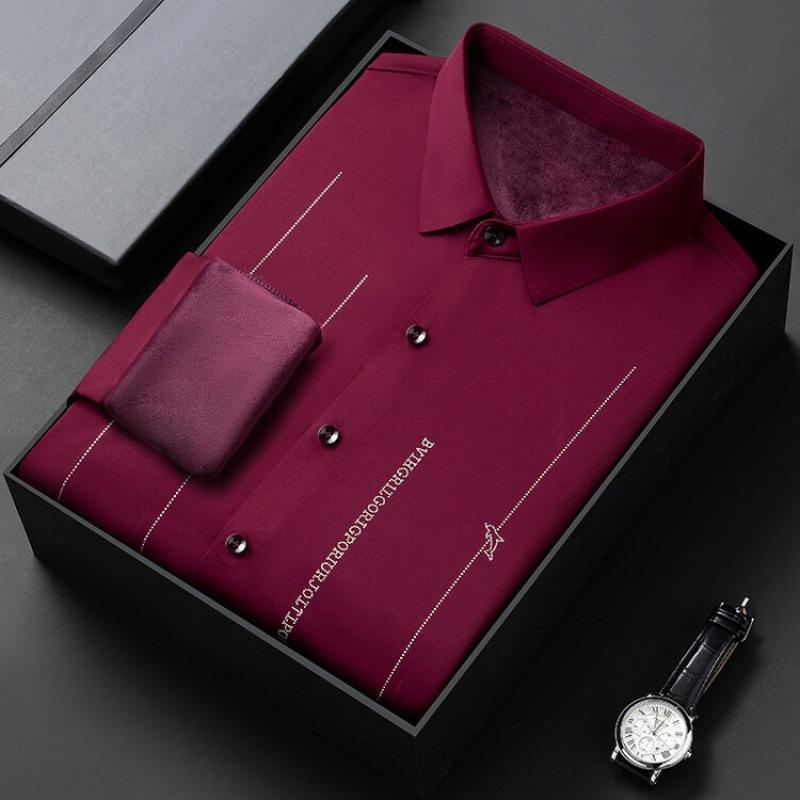 Рубашка с принтом Мужская универсальная бархатная утолщенная рубашка с длинными рукавами — фото 7