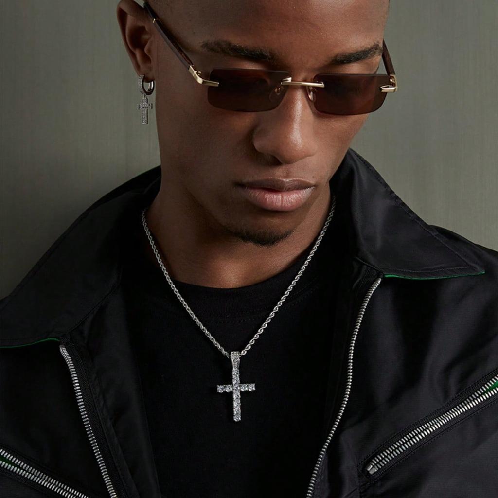 1 pz Collana a Croce Moda Uomo Hip-hop Street Rap Ciondolo, Uso Quotidiano, Regalo