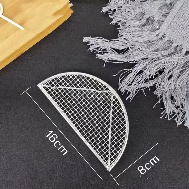 New Semi -Circular/Round Tempura Frying Sushi Bbq Net Durable Stainless Steel Drying Net Japanese Style Portable Barbecue Net