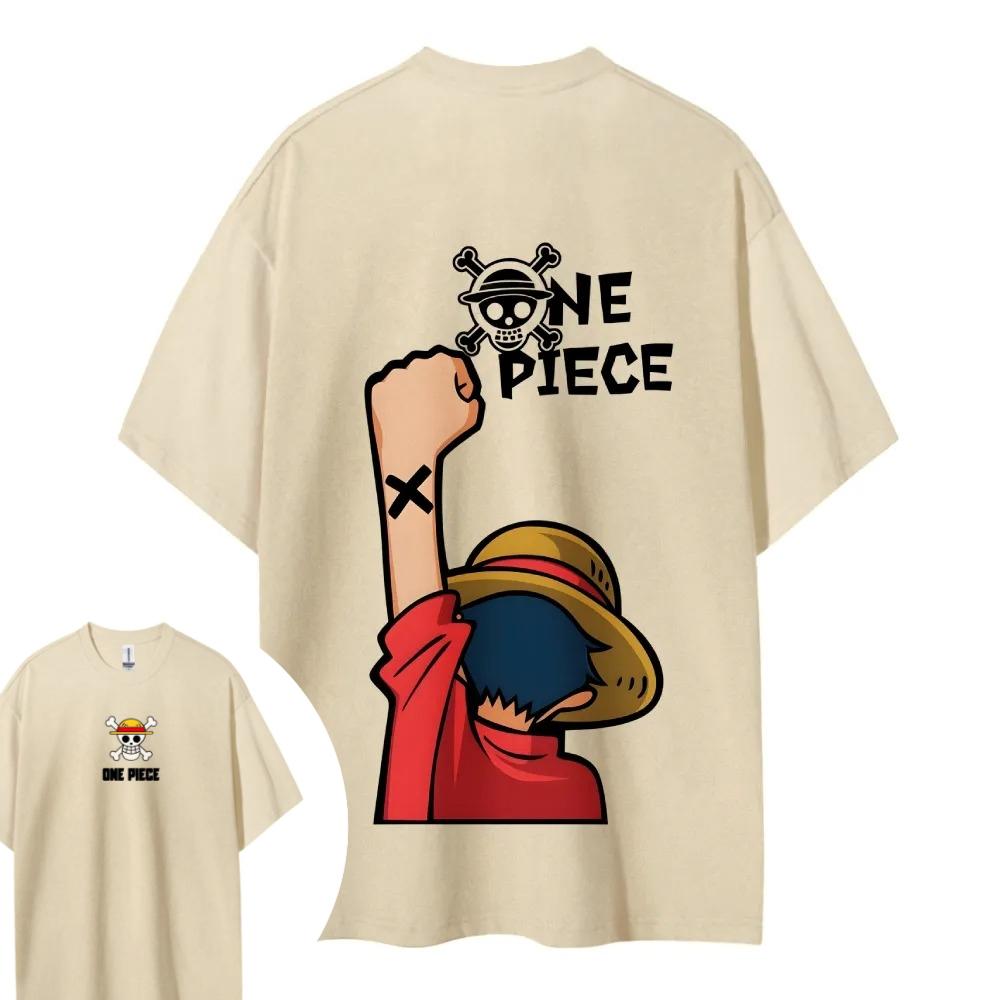 ONE PIECE Luffy Shortsleeved Mens and Womens Same Style Comfortable Shortsleeved Couples Casual Shortsleeved Popular Top