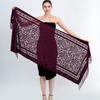 190*70cm Women's Velvet Vintage Floral Rose Shawl Wrap,Sheer Mesh Lace Scarf with Tassels, Evening Shawl for Party