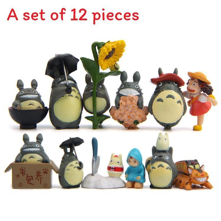 Totoro My Neighbor Cat Bus And Girl Anime Character Mini Model Set Ornament